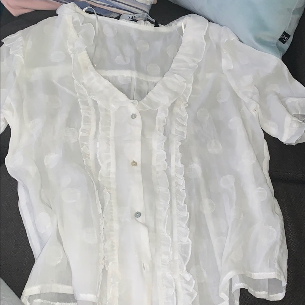 White, sheer top